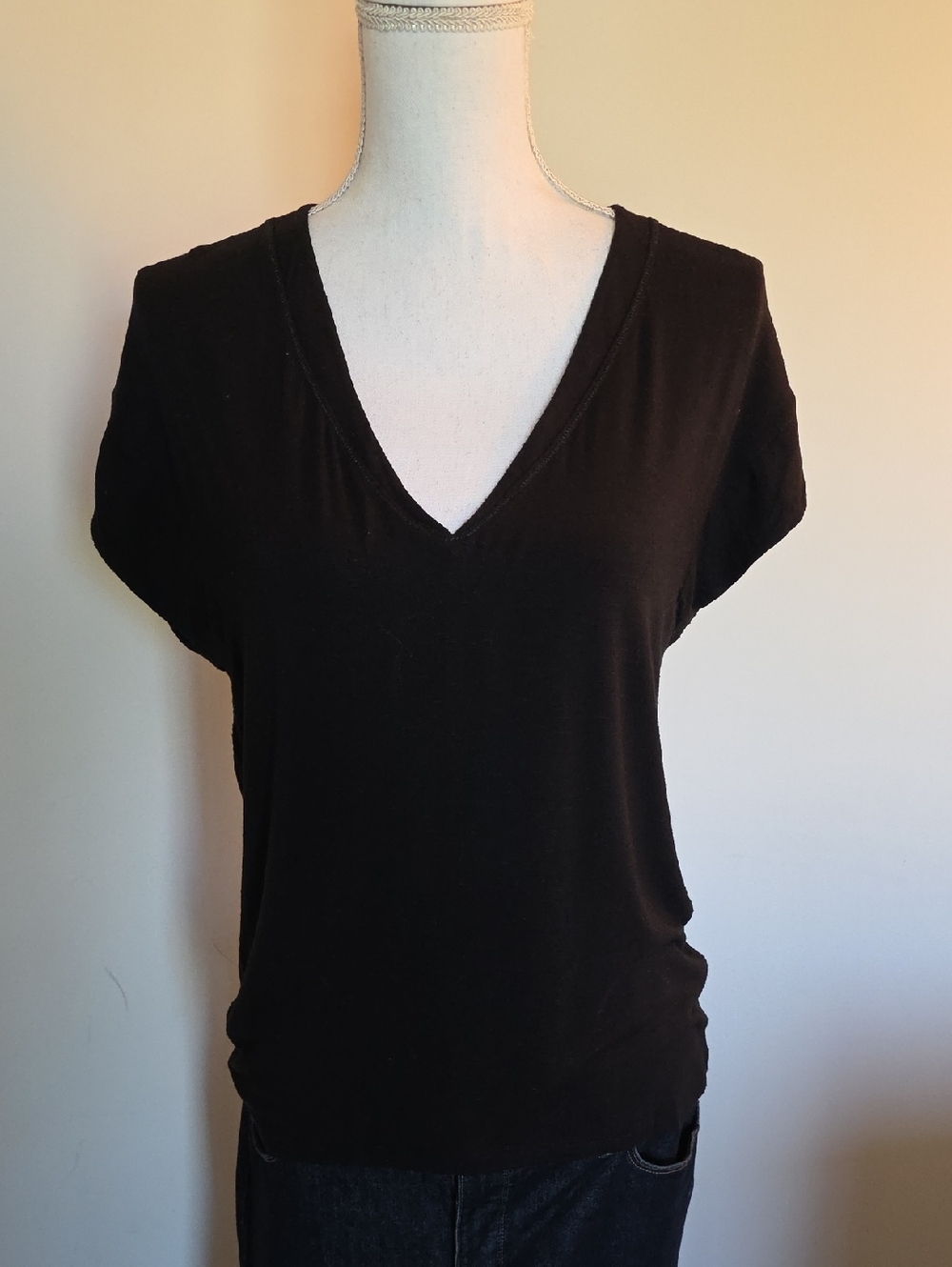 White House Black Market Black V-Neck Tee